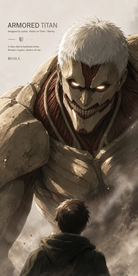 An AI-assisted portrait-format anime character illustration in the Attack on Titan collection. Artwork 031 from the AUKAO visual archive.
