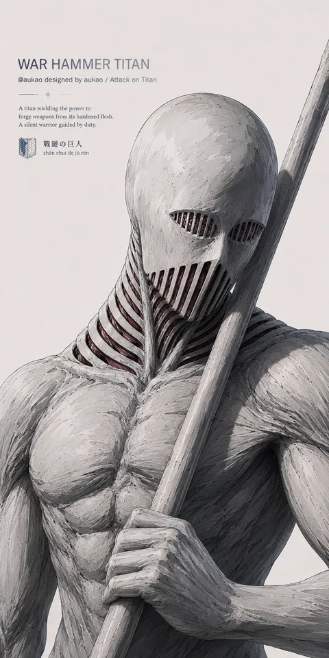 An AI-assisted portrait-format anime character illustration in the Attack on Titan collection. Artwork 022 from the AUKAO visual archive.