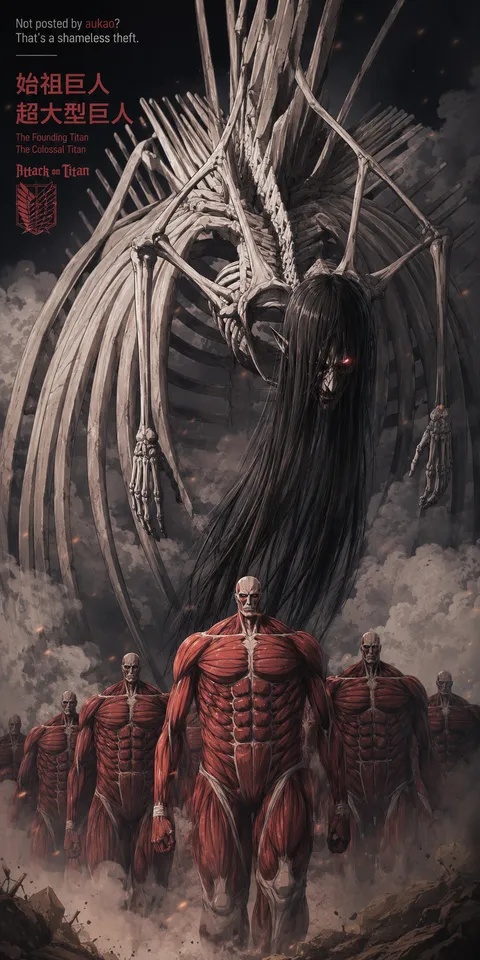 An AI-assisted portrait-format anime character illustration in the Attack on Titan collection. Artwork 027 from the AUKAO visual archive.