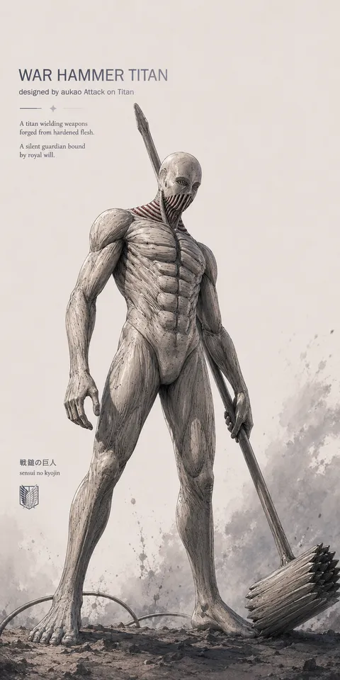 An AI-assisted portrait-format anime character illustration in the Attack on Titan collection. Artwork 021 from the AUKAO visual archive.
