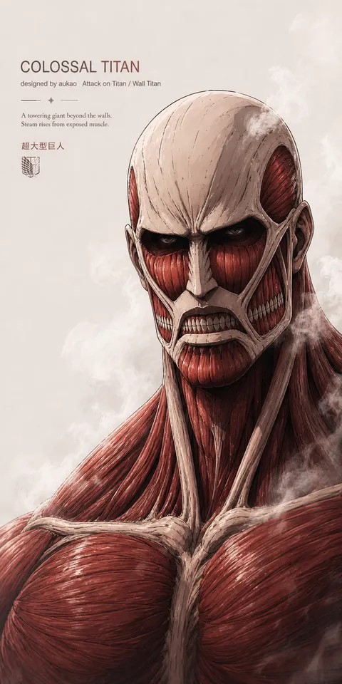 An AI-assisted portrait-format anime character illustration in the Attack on Titan collection. Artwork 030 from the AUKAO visual archive.