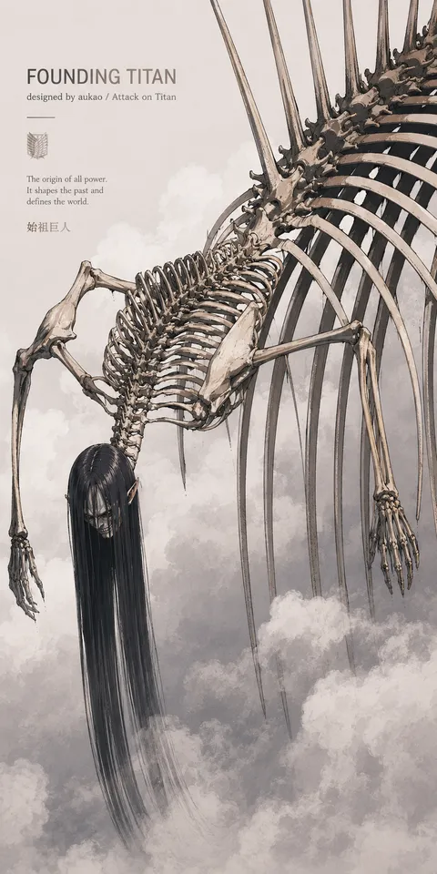 An AI-assisted portrait-format anime character illustration in the Attack on Titan collection. Artwork 014 from the AUKAO visual archive.