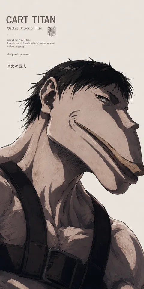 An AI-assisted portrait-format anime character illustration in the Attack on Titan collection. Artwork 017 from the AUKAO visual archive.