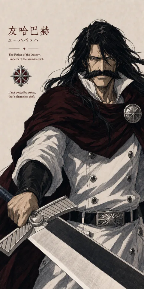 An AI-assisted portrait-format anime character illustration in the Bleach collection. Artwork 052 from the AUKAO visual archive.
