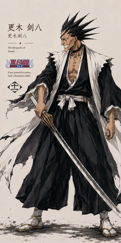 An AI-assisted portrait-format anime character illustration in the Bleach collection. Artwork 041 from the AUKAO visual archive.