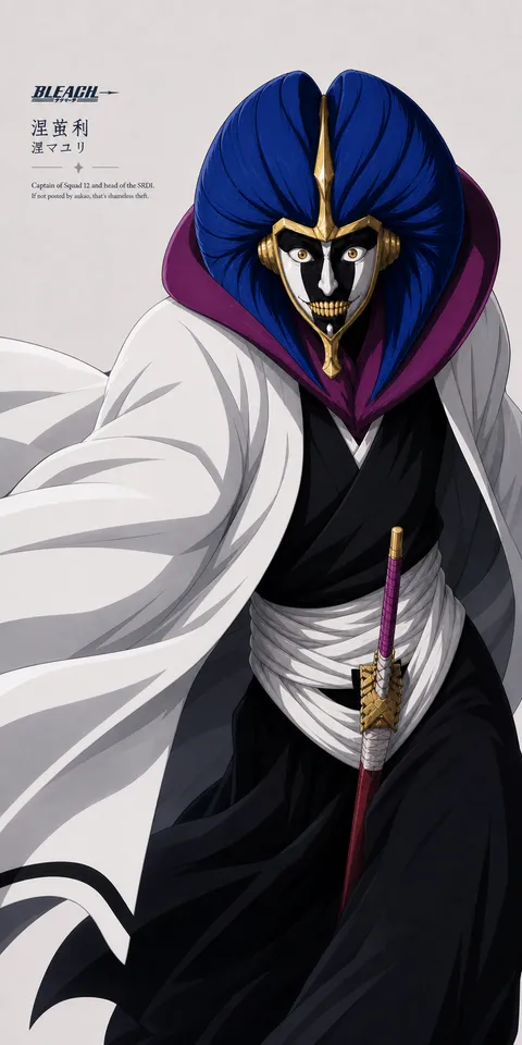 An AI-assisted portrait-format anime character illustration in the Bleach: Thousand-Year Blood War collection. Artwork 031 from the AUKAO visual archive.