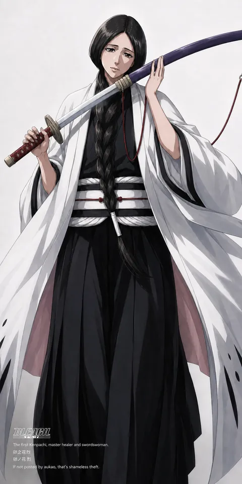 An AI-assisted portrait-format anime character illustration in the Bleach: Thousand-Year Blood War collection. Artwork 027 from the AUKAO visual archive.