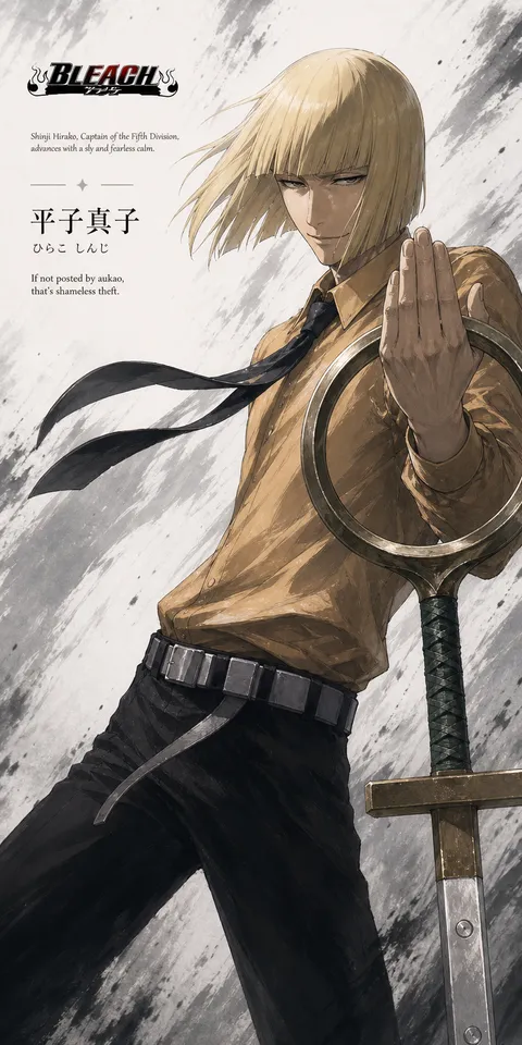 An AI-assisted portrait-format anime character illustration in the Bleach: Thousand-Year Blood War collection. Artwork 035 from the AUKAO visual archive.