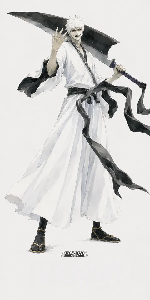An AI-assisted portrait-format anime character illustration in the Bleach: Thousand-Year Blood War collection. Artwork 009 from the AUKAO visual archive.