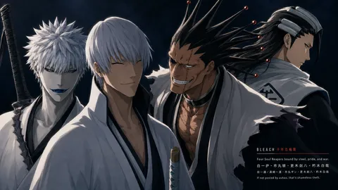 An AI-assisted landscape-format anime character illustration in the Bleach: Thousand-Year Blood War collection. Artwork 045 from the AUKAO visual archive.