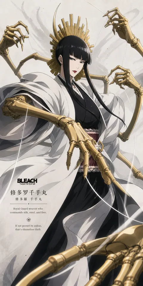 An AI-assisted portrait-format anime character illustration in the Bleach: Thousand-Year Blood War collection. Artwork 028 from the AUKAO visual archive.