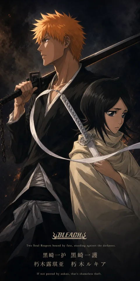An AI-assisted portrait-format anime character illustration in the Bleach: Thousand-Year Blood War collection. Artwork 025 from the AUKAO visual archive.