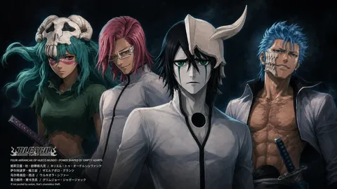 An AI-assisted landscape-format anime character illustration in the Bleach: Thousand-Year Blood War collection. Artwork 057 from the AUKAO visual archive.