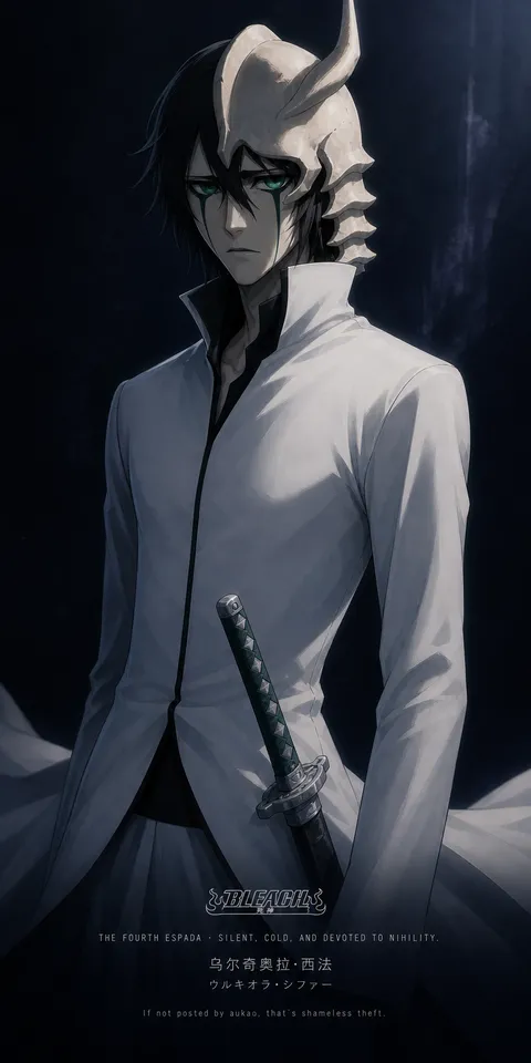 An AI-assisted portrait-format anime character illustration in the Bleach: Thousand-Year Blood War collection. Artwork 015 from the AUKAO visual archive.