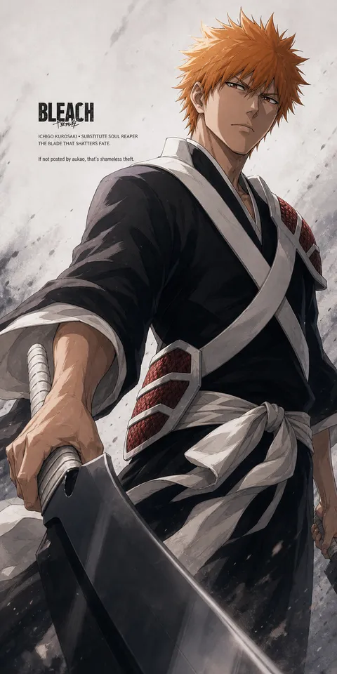 An AI-assisted portrait-format anime character illustration in the Bleach: Thousand-Year Blood War collection. Artwork 071 from the AUKAO visual archive.