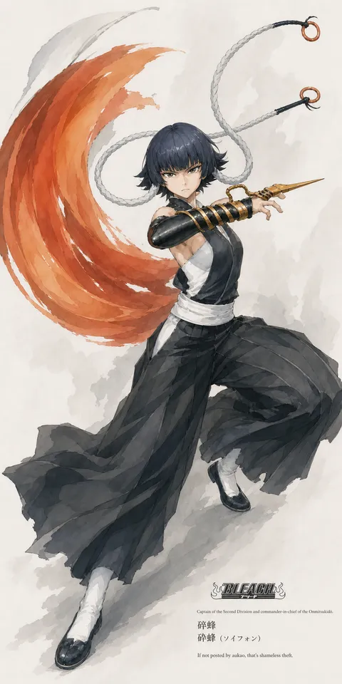 An AI-assisted portrait-format anime character illustration in the Bleach: Thousand-Year Blood War collection. Artwork 066 from the AUKAO visual archive.