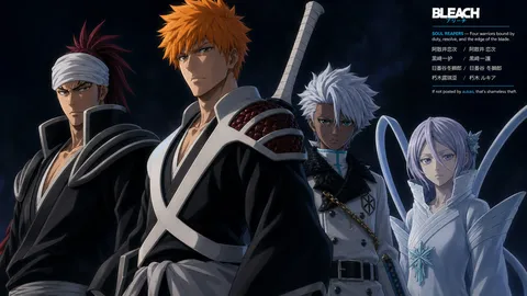 An AI-assisted landscape-format anime character illustration in the Bleach: Thousand-Year Blood War collection. Artwork 058 from the AUKAO visual archive.
