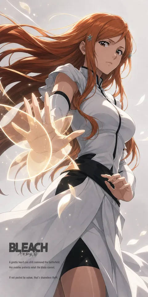 An AI-assisted portrait-format anime character illustration in the Bleach: Thousand-Year Blood War collection. Artwork 070 from the AUKAO visual archive.