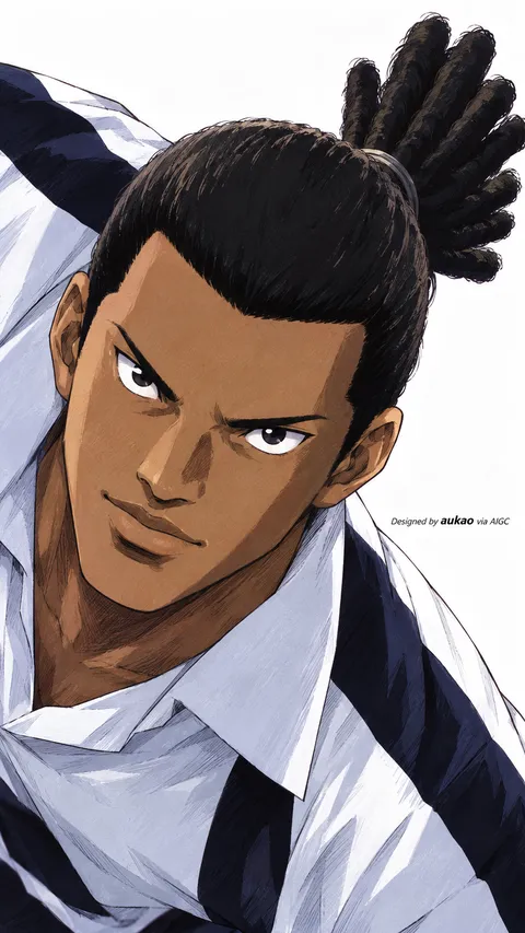 An AI-assisted portrait-format anime character illustration in the Captain Tsubasa collection. Artwork 010 from the AUKAO visual archive.