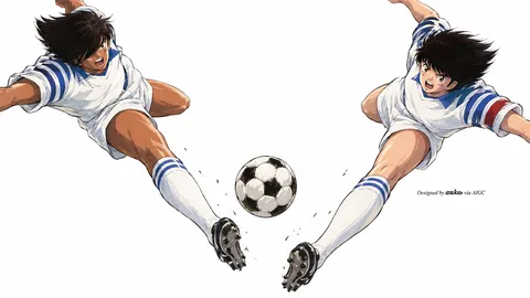 An AI-assisted landscape-format anime character illustration in the Captain Tsubasa collection. Artwork 003 from the AUKAO visual archive.