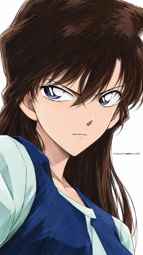 Anime character portrait. AI-generated fan art inspired by Detective Conan / 名侦探柯南 / 名探偵コナン. Character study 002 by AUKAO.