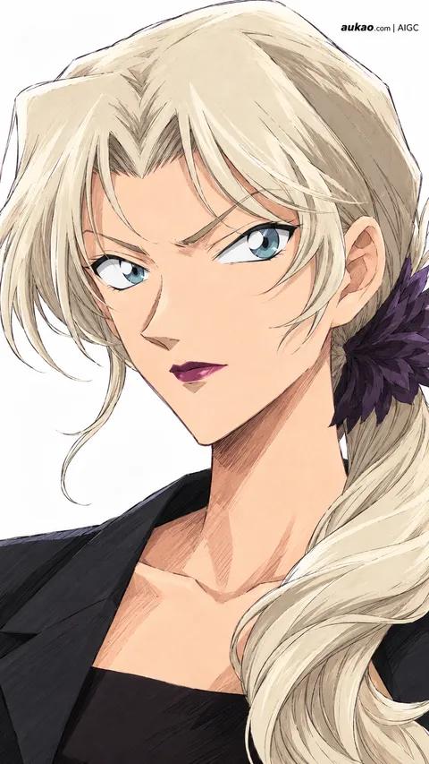 Vermouth / 贝尔摩德 / ベルモット. AI-generated fan art inspired by Detective Conan / 名侦探柯南 / 名探偵コナン. Character study 004 by AUKAO.