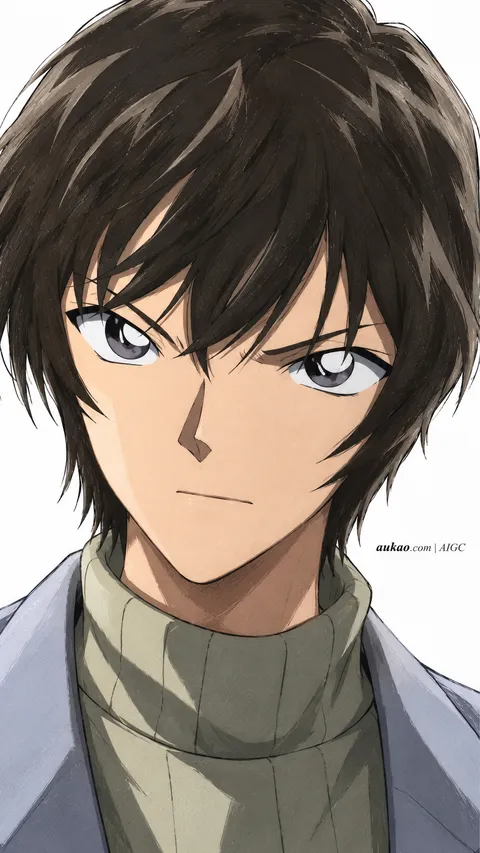 Anime character portrait. AI-generated fan art inspired by Detective Conan / 名侦探柯南 / 名探偵コナン. Character study 021 by AUKAO.