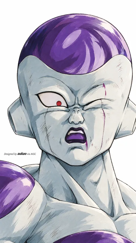 Purple-domed alien: pale armor. A portrait-format character illustration in the Dragon Ball collection.