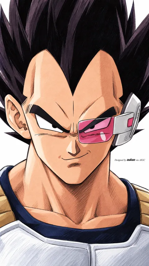Saiyan prince: pink scouter portrait. A portrait-format character illustration in the Dragon Ball collection.