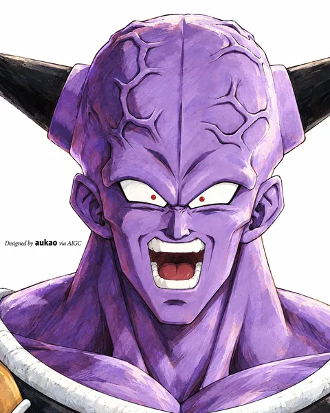 Purple alien: shouting portrait. A portrait-format character illustration in the Dragon Ball collection.