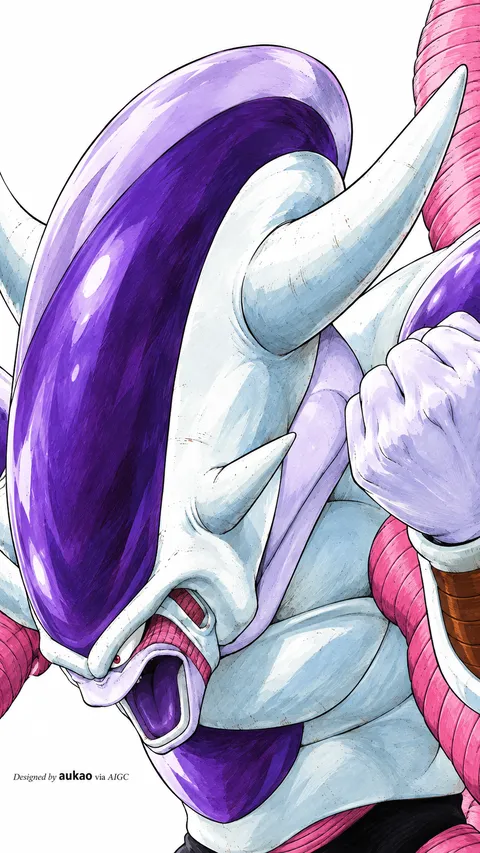 Horned purple alien: angled close-up. A portrait-format character illustration in the Dragon Ball collection.