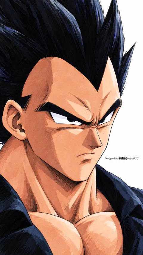 Black-haired fighter: orange gi portrait. A portrait-format character illustration in the Dragon Ball collection.