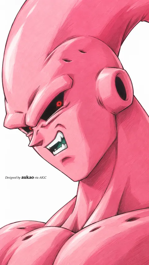 Pink fighter: sideways snarl. A portrait-format character illustration in the Dragon Ball collection.