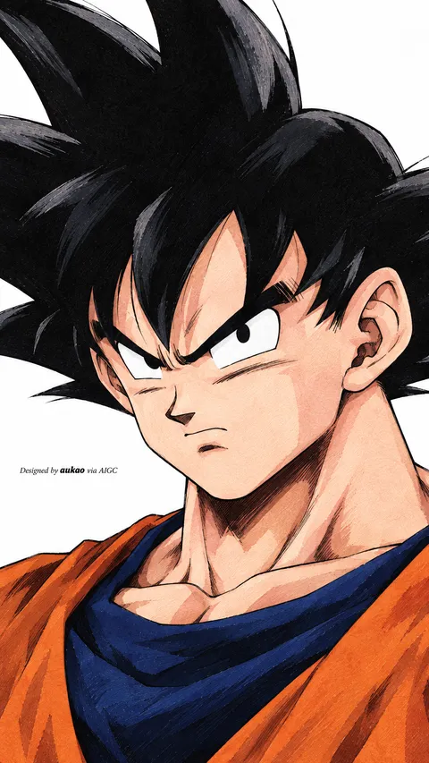 Black-haired martial artist: orange gi. A portrait-format character illustration in the Dragon Ball collection.