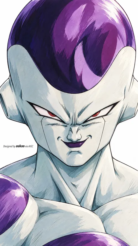 Purple-domed alien: downward gaze. A portrait-format character illustration in the Dragon Ball collection.