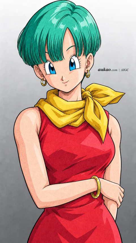 Bulma / 布尔玛 / ブルマ. AI-generated fan art inspired by Dragon Ball / 龙珠 / ドラゴンボール. AUKAO artwork 719.