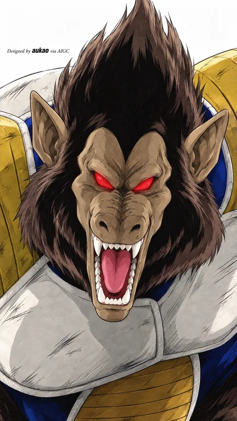 Great ape: armored transformation. A portrait-format character illustration in the Dragon Ball collection.