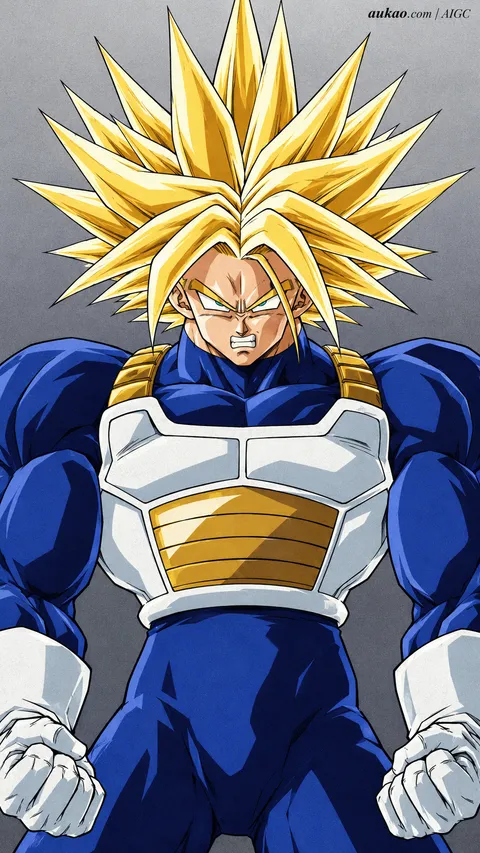 Trunks / 特兰克斯 / トランクス. AI-generated fan art inspired by Dragon Ball / 龙珠 / ドラゴンボール. AUKAO artwork 718.