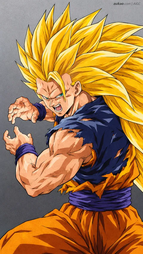 Son Goku / 孙悟空 / 孫悟空. AI-generated fan art inspired by Dragon Ball / 龙珠 / ドラゴンボール. AUKAO artwork 725.