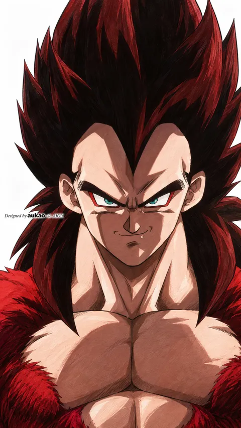 Red-brown-haired warrior: red fur. A portrait-format character illustration in the Dragon Ball collection.