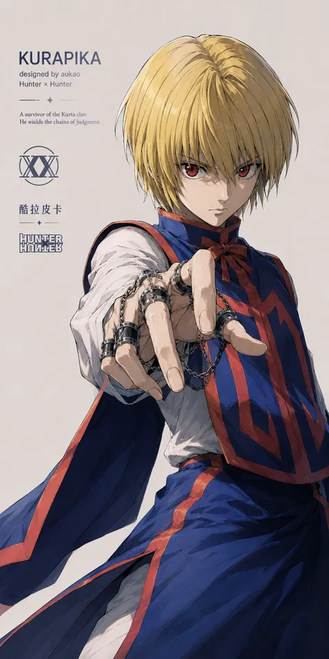 An AI-assisted portrait-format anime character illustration in the Hunter × Hunter collection. Artwork 030 from the AUKAO visual archive.