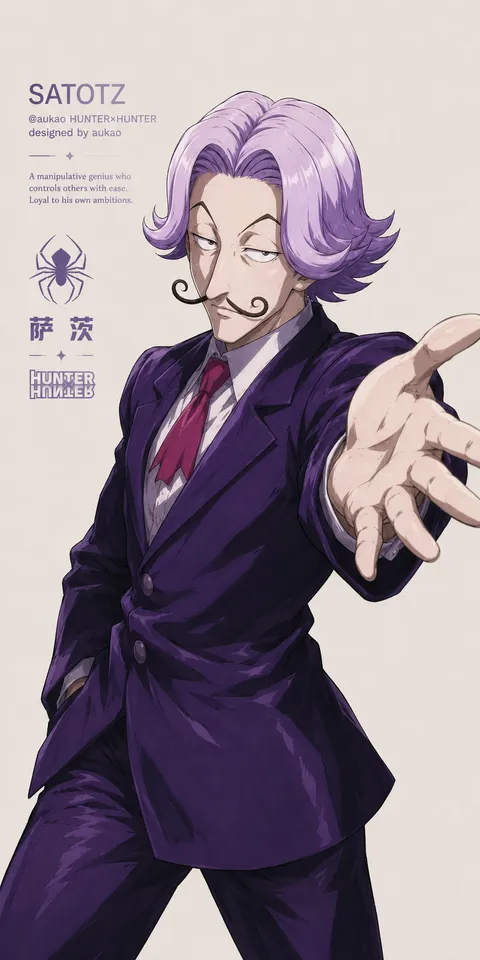 An AI-assisted portrait-format anime character illustration in the Hunter × Hunter collection. Artwork 035 from the AUKAO visual archive.