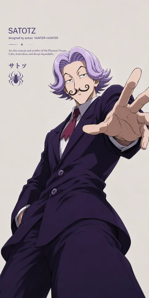 An AI-assisted portrait-format anime character illustration in the Hunter × Hunter collection. Artwork 034 from the AUKAO visual archive.