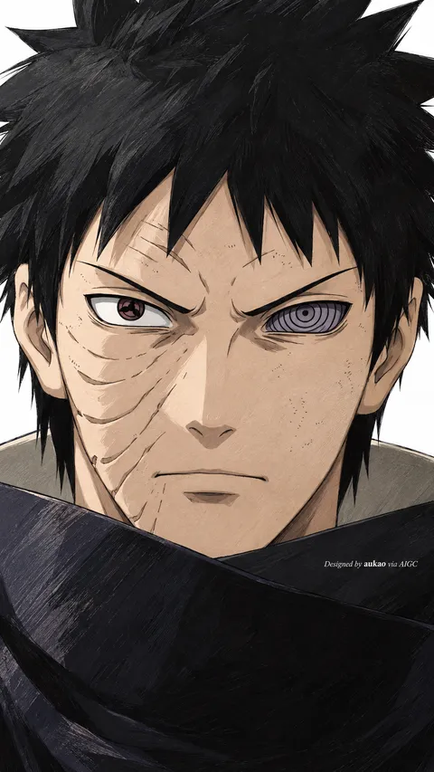 Scarred ninja: dark-haired portrait. A portrait-format character illustration in the Naruto collection.