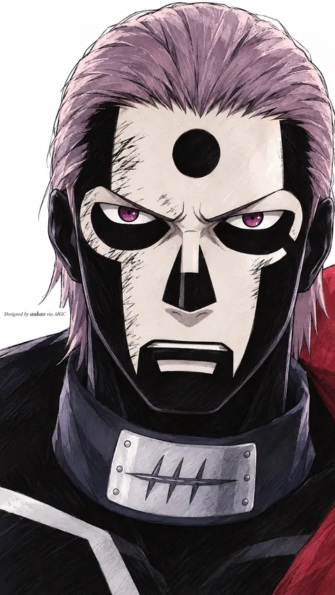 Purple-haired fighter: dark facial markings. A portrait-format character illustration in the Naruto collection.