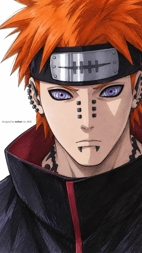 Orange-haired ninja: a confrontational stare. A portrait-format character illustration in the Naruto collection.