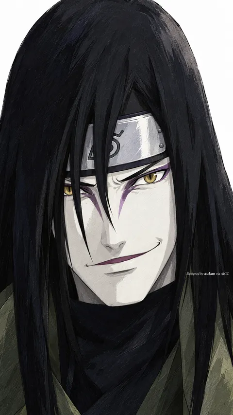 Pale long-haired ninja: a slight smile. A portrait-format character illustration in the Naruto collection.