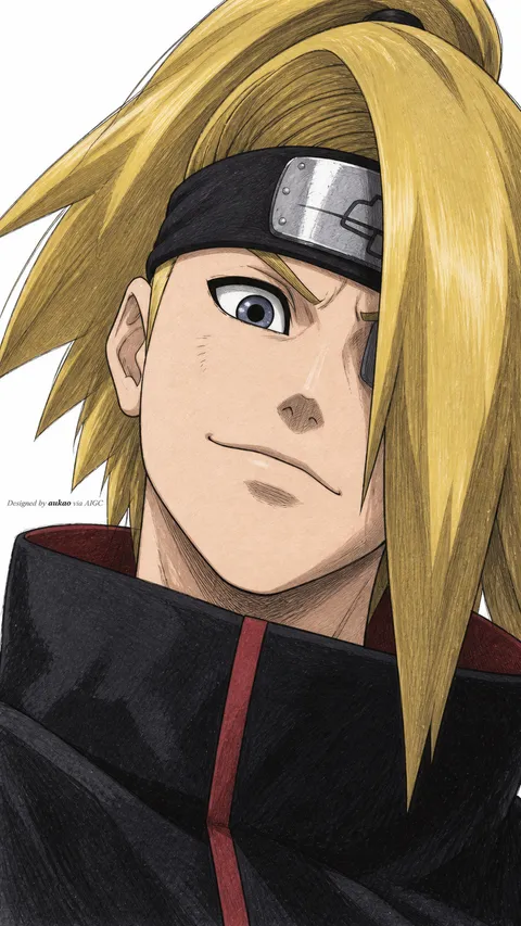 Blond ninja: long side fringe. A portrait-format character illustration in the Naruto collection.