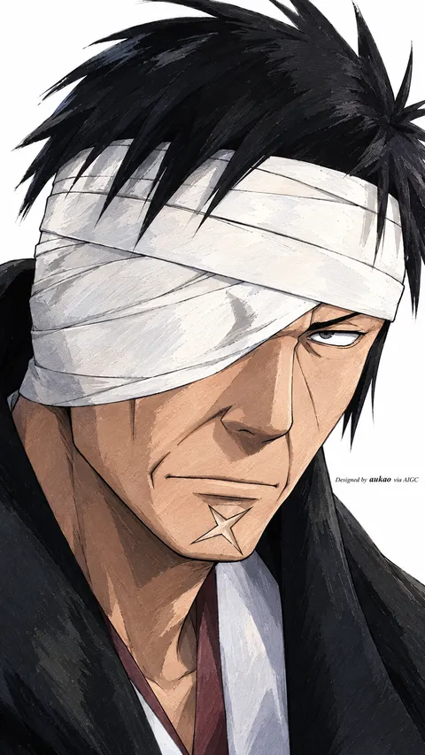 Bandaged ninja: one-eyed portrait. A portrait-format character illustration in the Naruto collection.