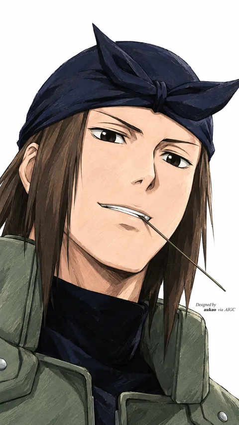 Bandana-wearing ninja: easy smile. A portrait-format character illustration in the Naruto collection.